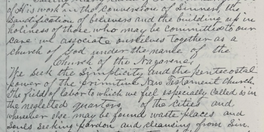 The Minutes of the Organizational Meeting of the First Church of the Nazarene, October 30, 1895